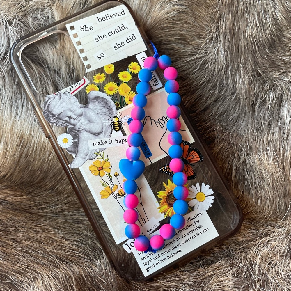 Handmade beaded phone charm